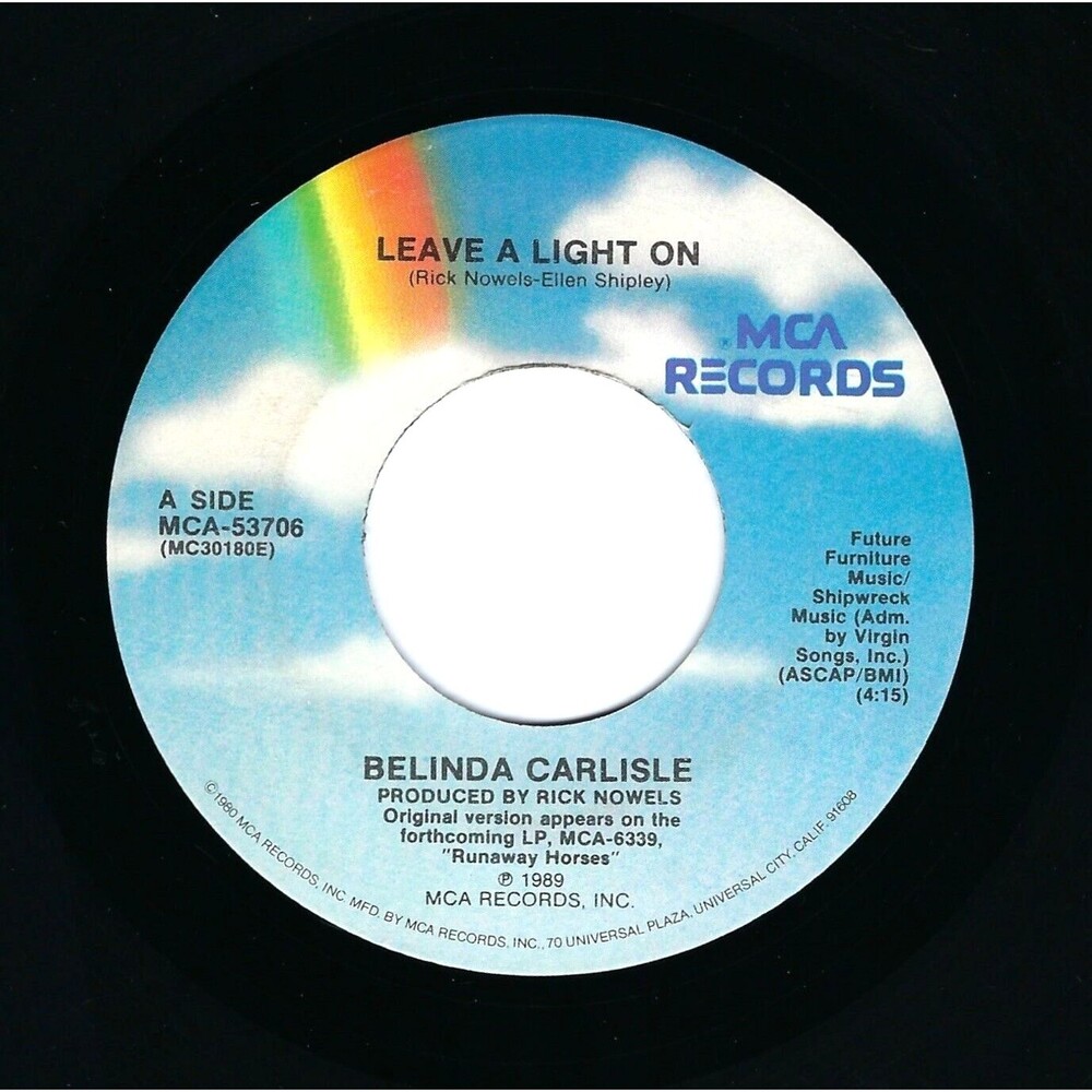 Belinda Carlisle 45 RPM "Leave A Light On / Shades Of Michaelangelo" VG MCA '89
